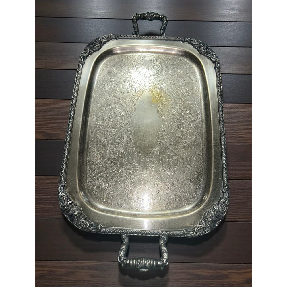 Modern Silver Co 22x12.5" Antique Ornate Silverplate Serving Tray
